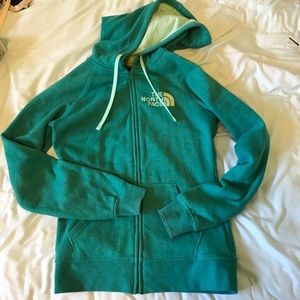 Teal north face sweatshirt